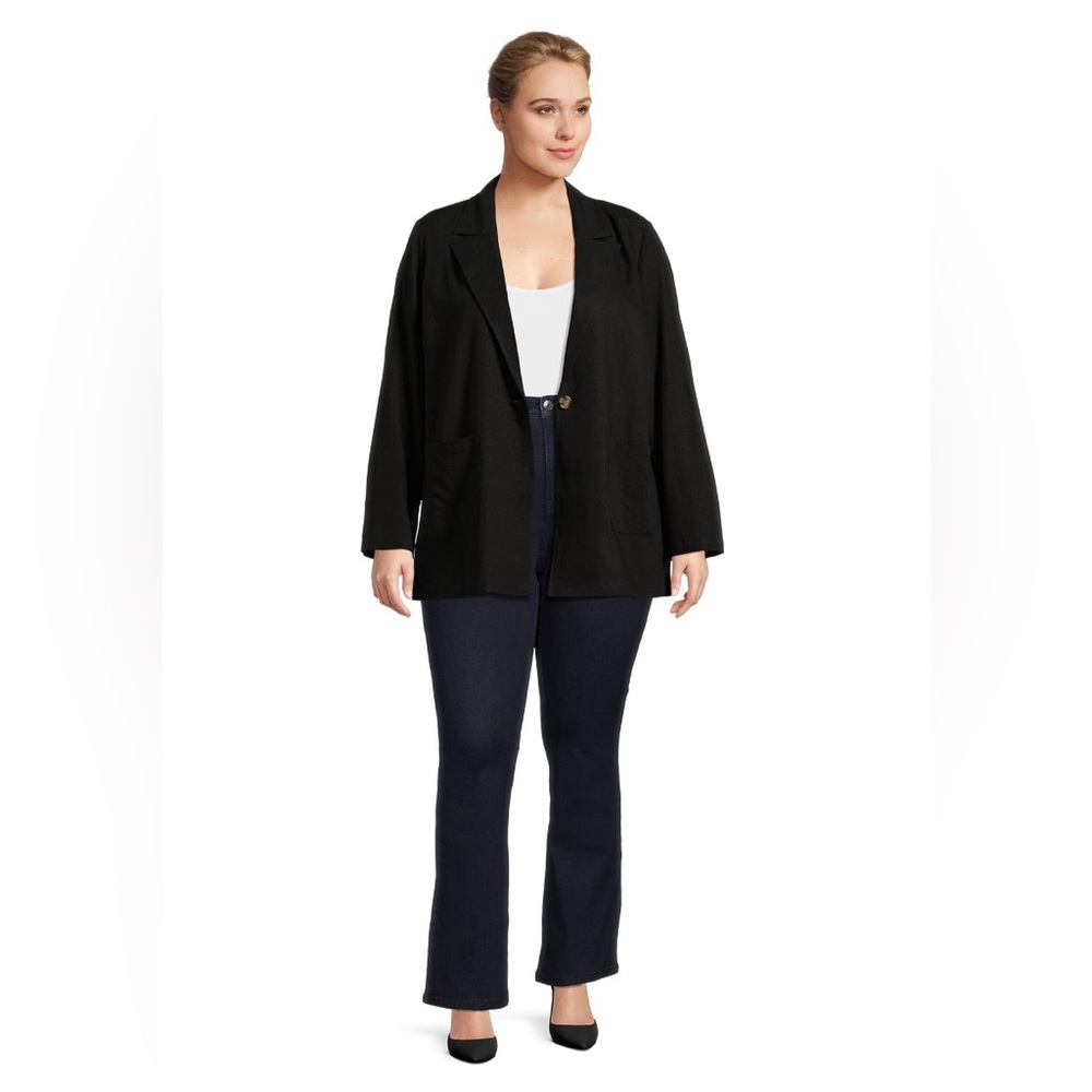 Terra and Sky Women's Oversized Blazer, Black, Size 1X